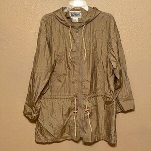 TOTES Vintage Tan Hooded Lightweight Rain Windbreaker Jacket Women's Size (M)